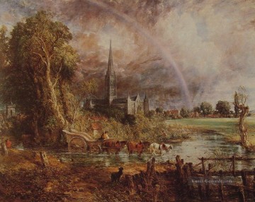  Constable Malerei - Kathedrale von Salisbury aus den Meadows Romantische Landschaft John Constable Strom